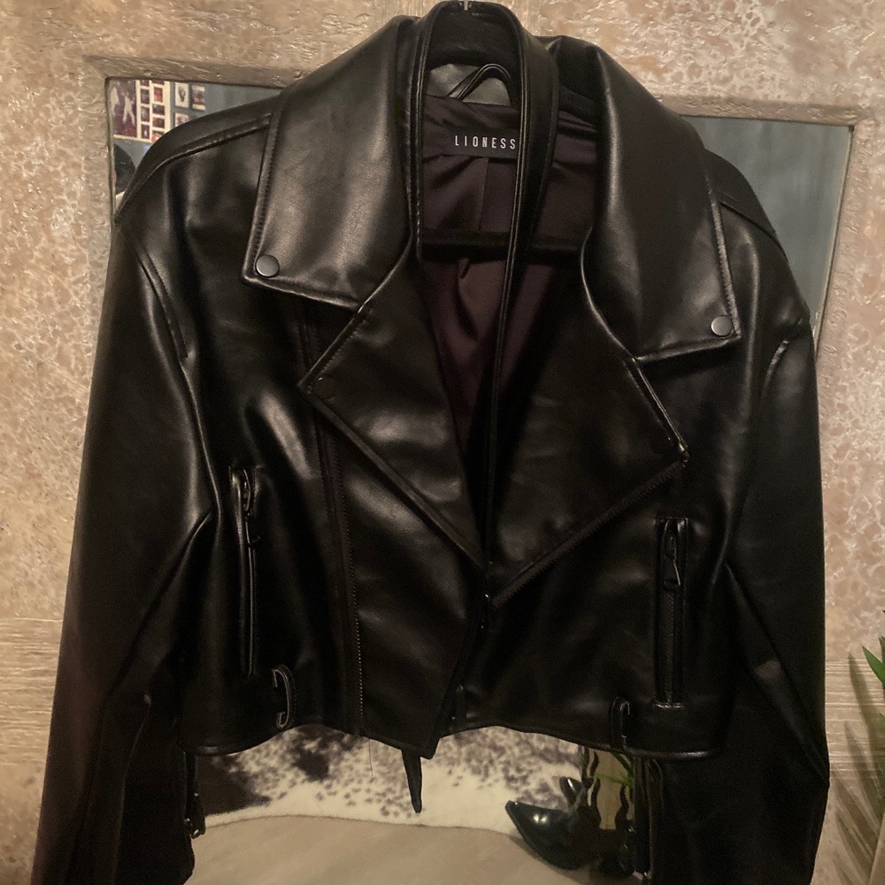 Lioness Black Staten Island Vegan Leather Jacket - Picture 3 of 5